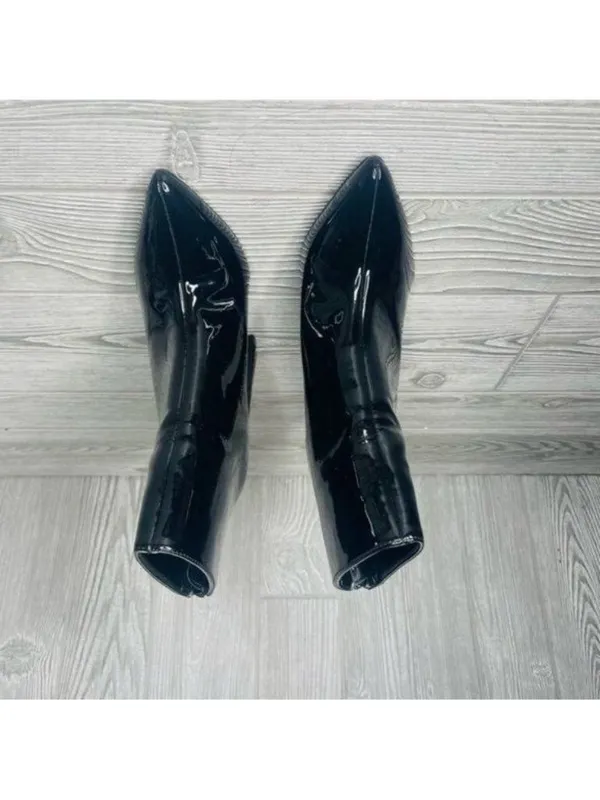 Dolls kill lady Godiva fire flame platform heels rhinestone patent leather boots - Image 8