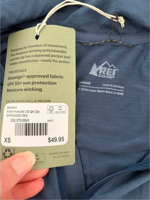 REI Co-op Active Pursuits Long Sleeve 1/4 Zip Top Women’s XS Blue Hike Outdoors - Image 5