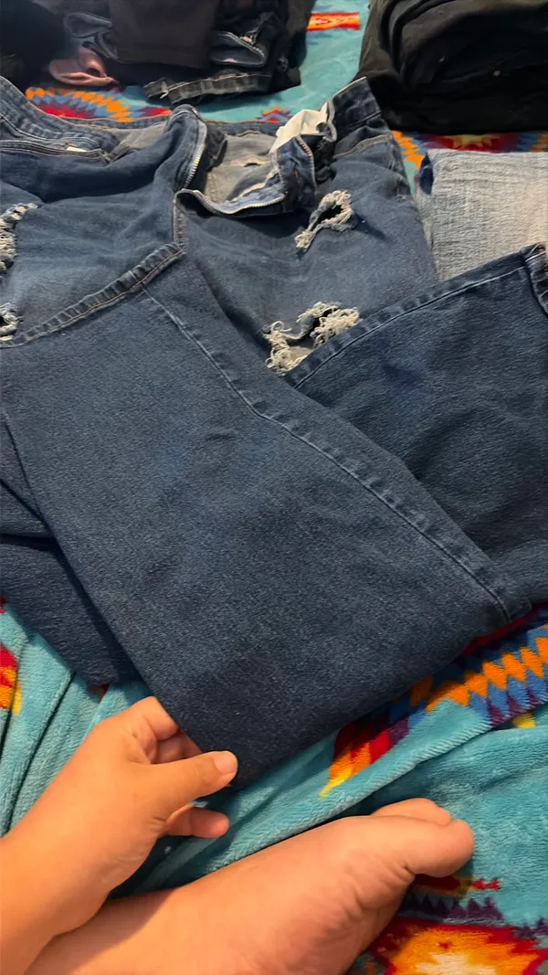 SHEIN ripped curve bell bottom jeans  - Image 3