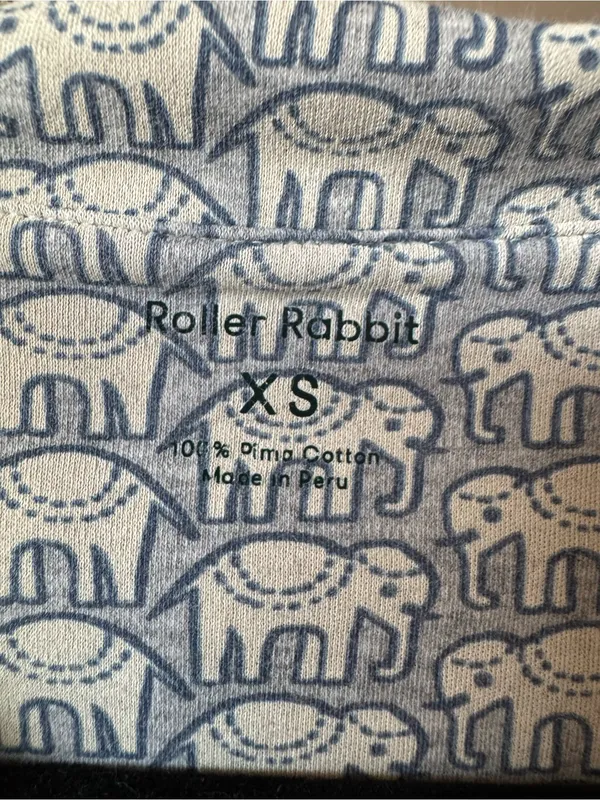 Roller Rabbit Women Hathi Elephant Print Polo Shorts Pima Cotton Pajama Set XS - Image 2