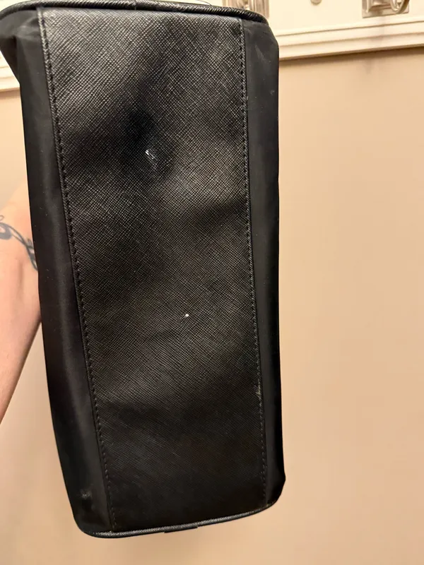 Victoria's Secret Black Satchel Top Handle Bag Gold Hardware Logo Zipper - Image 7