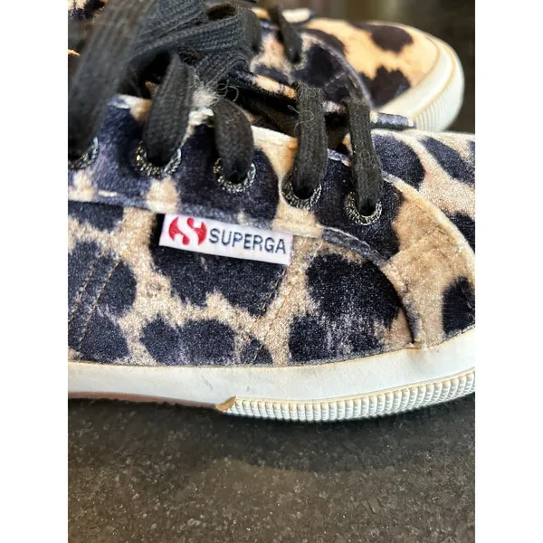 Superga 2750 FANVELVET Sneaker Leopard Velvet Print Tan Black size EU‎ 38 US 7.5 - Image 5