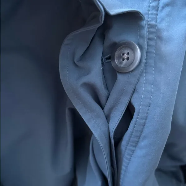 VTG L.L. Bean Traveler Belted Rain Trench Coat Dusty Blue Sz M Pockets Academia - Image 8
