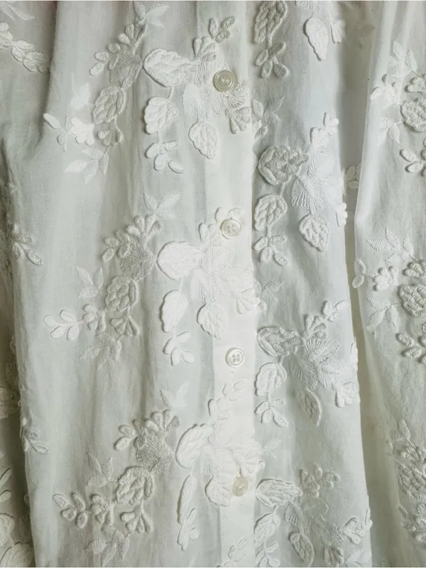 NWT & Other Stories White Floral Embroidered Cotton Blouse Size 10 - Image 8