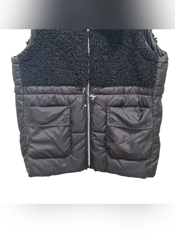 Tribal Jeans Breckenridge Sherpa Puffer Vest Black Womens Size Large Zip Up - Image 2