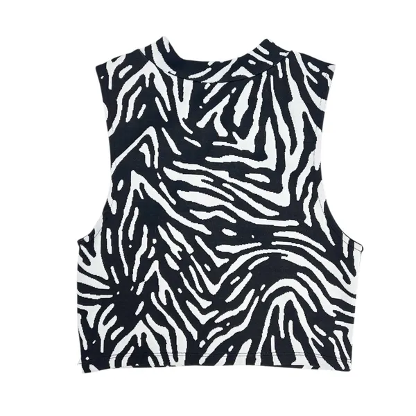 Zara Zebra Print Twist Front Sleeveless Crop Top‎ Size Medium - Image 2
