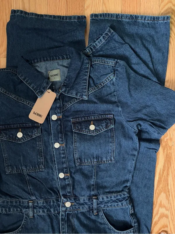 Women Denim Jumpsuit Premium Jean One Piece Outfit Casual Chic Overalls Romper - Image 8