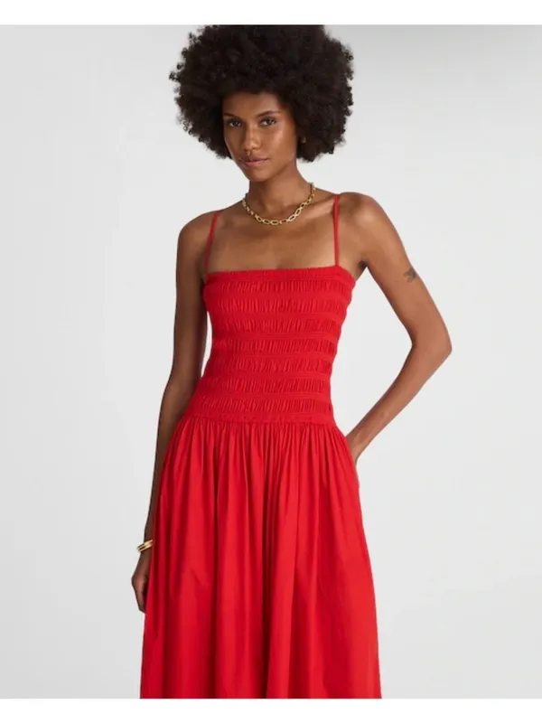 NWT Madewell Poplin Smocked Maxi Dress in Festival Red - Size: Large - Image 11
