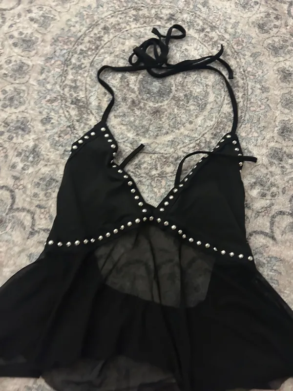 Black Y2K studded Top - Image 3