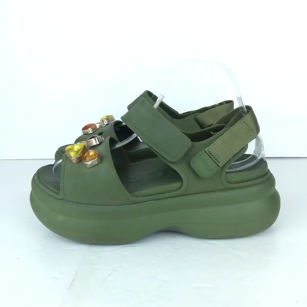 Crocs Soho Y Strap Sandals Womens 8 Army Green Platform Chunky Gem Charms Y2K - Image 6