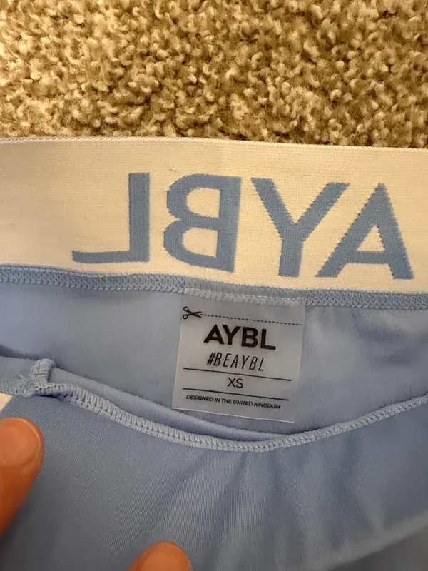 AYBL Light Blue Athletic Bike Shorts with Logo Waistband XS - Image 4