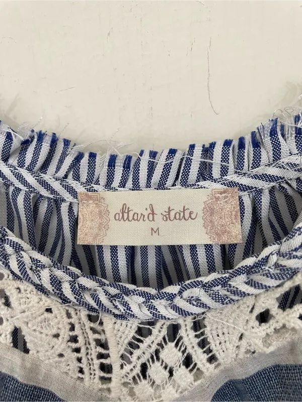 Altard State Flowy Striped Tank Top Size M Blue White Nautical Boho Summer - Image 2