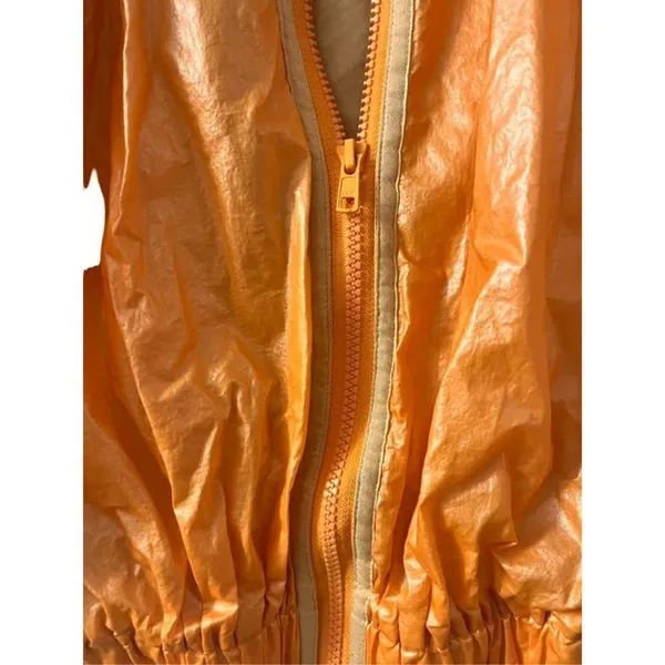 Neon Polyurethane Zip Up Puffer Small Orange - Image 8