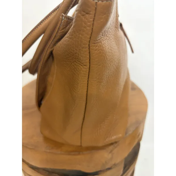 Tignanello Tan Pebbled Leather Shoulder Bag Buckle Detail Tote Cognac - Image 4