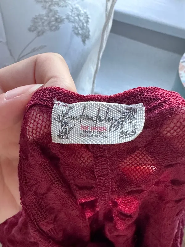 Free People Deep Red Mesh Top - Image 3