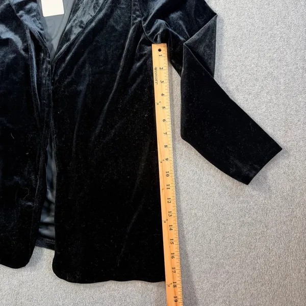 PINK ROSE Women's Large Black Velvet Open Front Blazer Jacket Cardigan New - Image 5