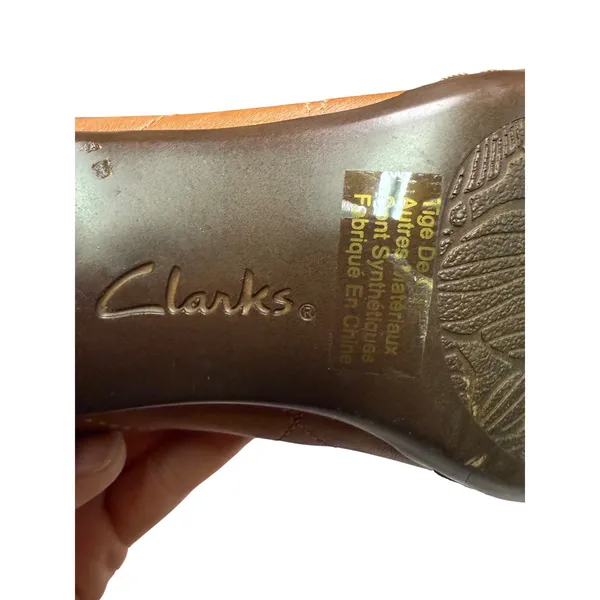 Clarks Brown Leather Chiffon Lily Block Heel Clogs SZ‎ 8 - Image 3