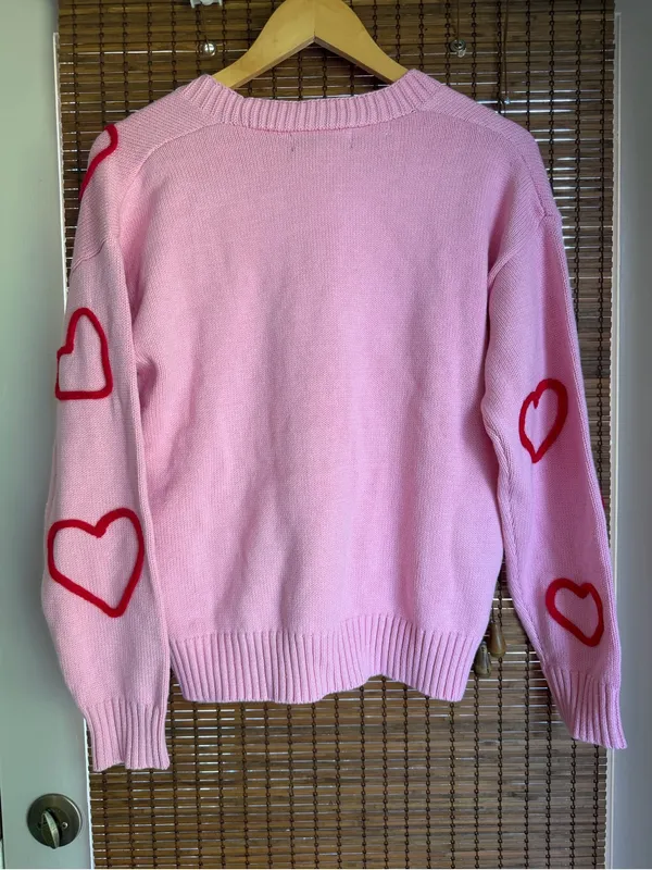 NWT 33 Degrees Pink Heart Graphic Cardigan Size Medium - Image 10