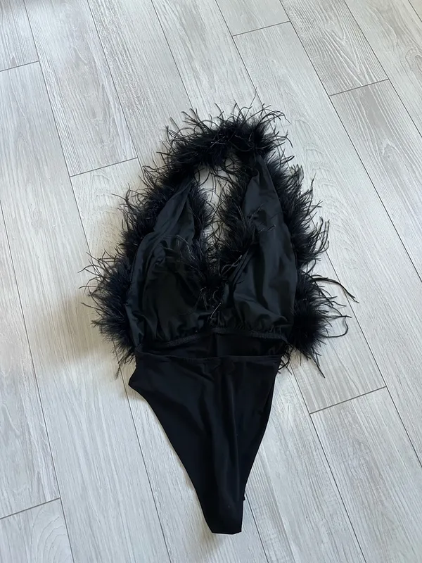 Feather halter bodysuit Black Size M - Image 6