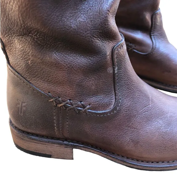 Frye Shirley Artisan Tall Dark Brown Leather Boots Size 5.5 - Image 8