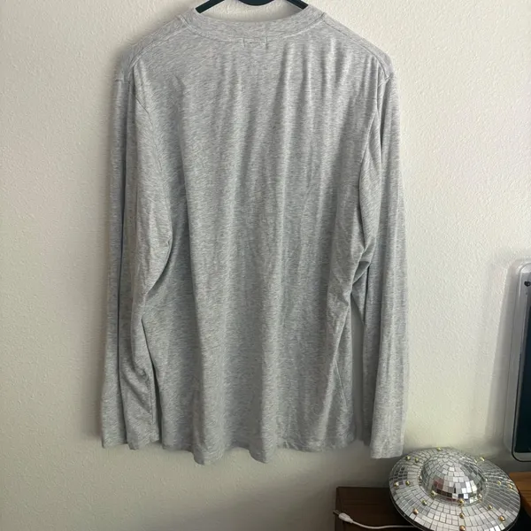 SKIMS Heather Grey Modal Cotton Long Sleeve Crew Neck Top Size M - Image 7