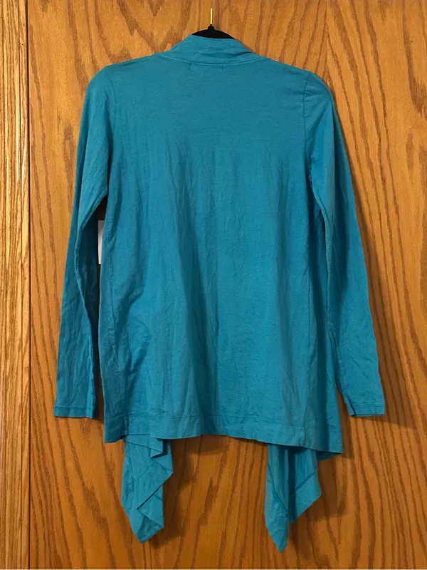 Velvet by Graham & Spencer Turquoise Open-Front Long Sleeve Cardigan -NWT - Sz M - Image 2