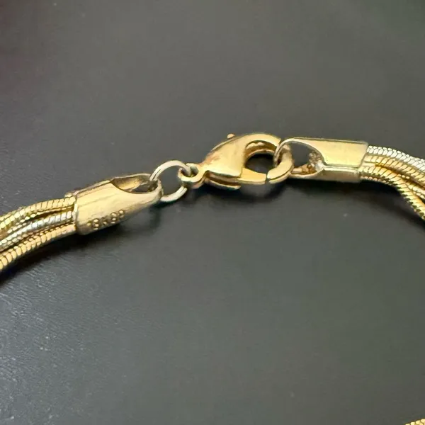 Vintage 18KGP 2-tone Gold & Silver Multi Strand Snake Chain 7.5” Bracelet 9g. - Image 12