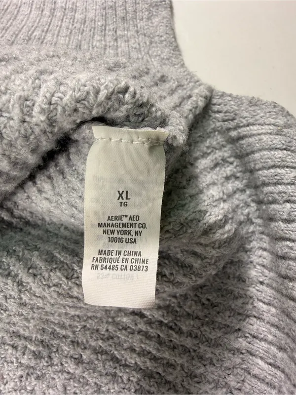 aerie Light Heather Gray V-Neck Relaxed Long Sleeve Top with Hoodie - Image 6