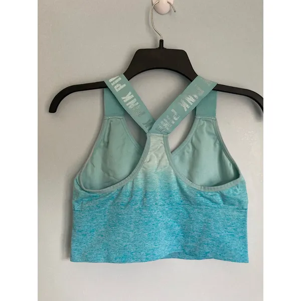 PINK Victoria's Secret Sports Bra Medium Blue Ombre Longline - Image 3
