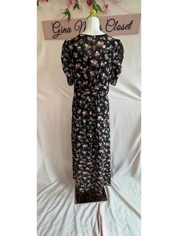 NY Collection Women's Black Floral Maxi Dress Size XL - Image 4