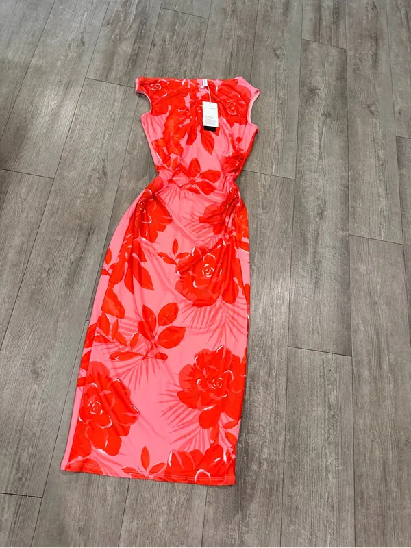 PRETTYGARDEN Red Floral One-Shoulder Maxi Dress - Image 4