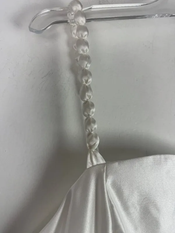 NWT Lulus Modern Adoration White Satin Backless Lace-Up Maxi Dress White Large L - Image 7