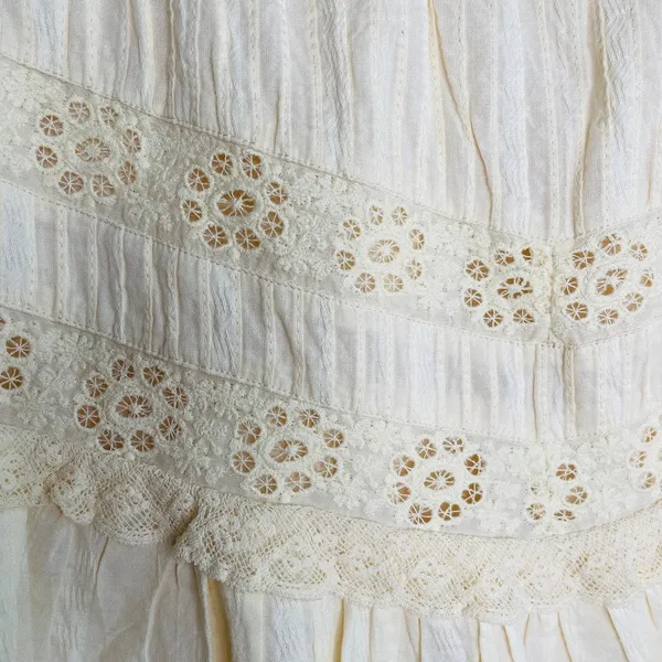 LoveShackFancy Ivory Eyelet Lace Ruffle Mini Skirt XL Cottagecore - Image 5