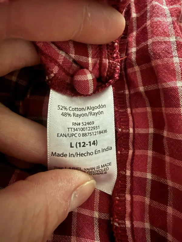 {TIME and TRU} Red Plaid Flutter Sleeve Tiered Prairie Mini Dress - Image 9