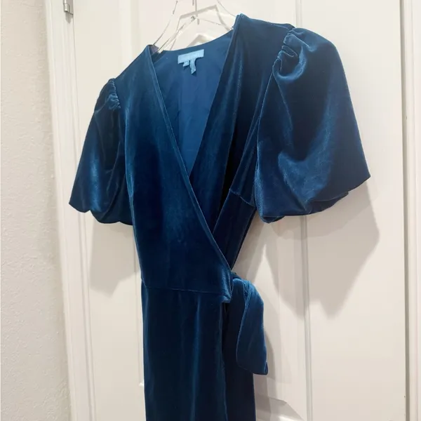 DRAPER JAMES‎ Miranda Dress Teal Velvet Wrap Midi size 0 - Image 8