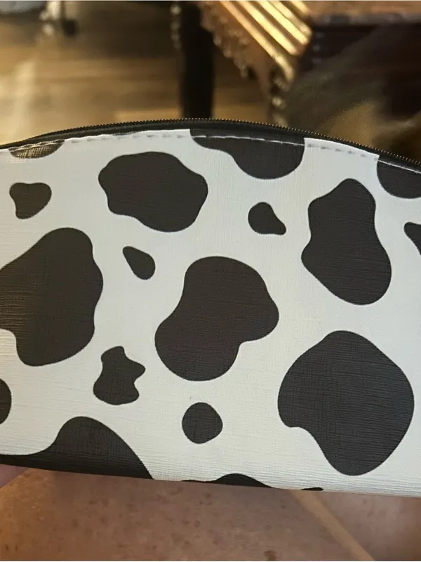 Black and White Cow Print Cosmetic Pouch - Image 3