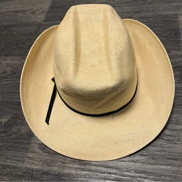 Stallion by STETSON straw cowboy hat, tan, hard shell, 7 1/8 - Image 3