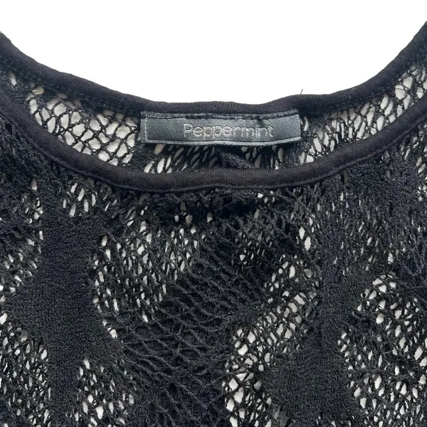Vintage Peppermint Knit Lace Women’s Crop Top S Cold Shoulder Festival Summer - Image 2