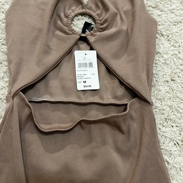 Windsor Taupe Cut Out Halter Dress Size Medium - Image 2