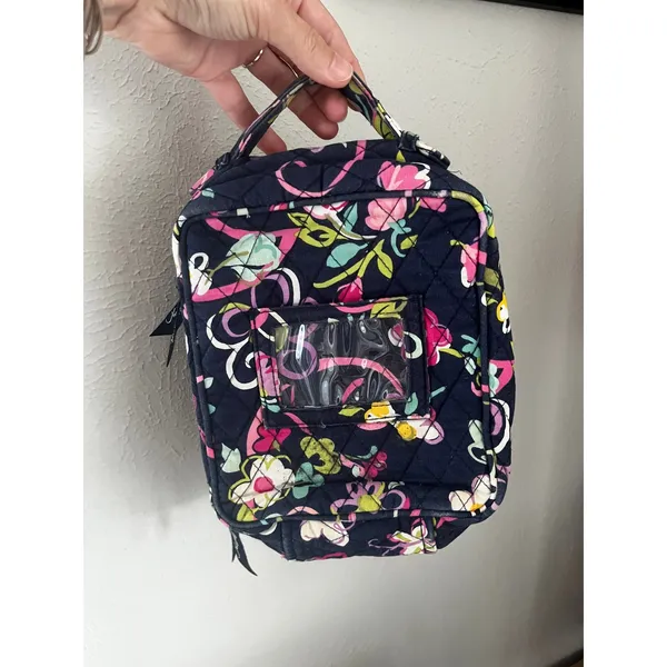 Vera Bradley Floral Quilted Lunch Bag Navy 90s Colorful Office Chic Prep School - Image 3