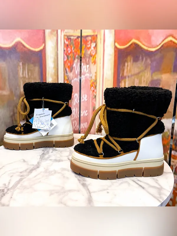 La Mondiale Zermatt Sheepskin Après-Ski Boots Black Size 36 NWT - Image 2