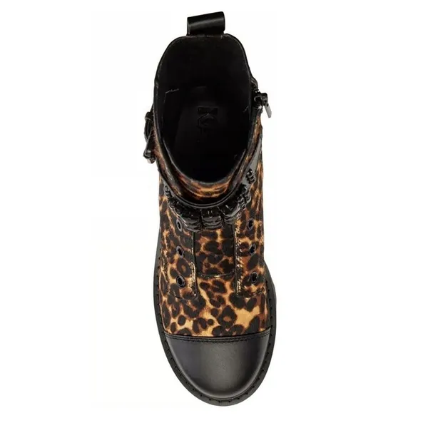 Karl Lagerfeld Paris Women Animal Print Maeva Buckled Combat Booties Size 6.5 - Image 4