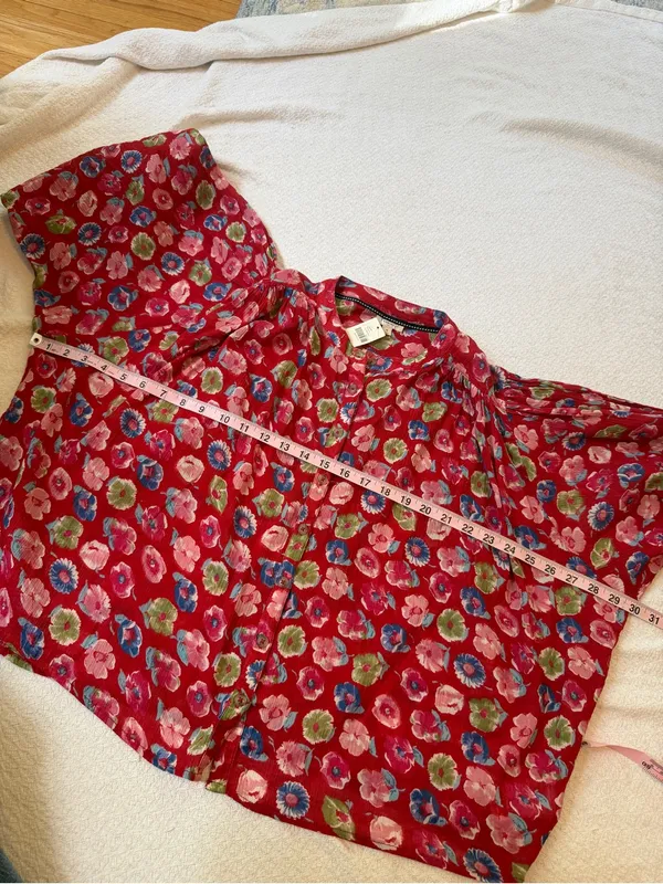 Anthropologie Pilcro The Sidney Batwing Blouse Red Floral XS NEW - Image 6