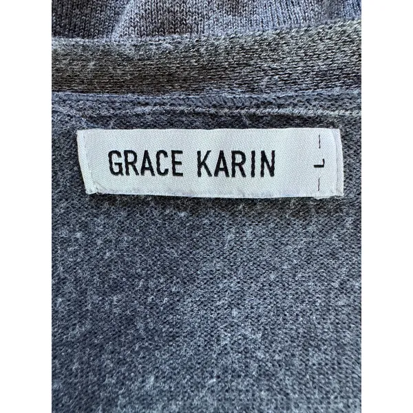 Grace Karin Gray Button Front Cropped Long Sleeve Cardigan Sweater - Image 7
