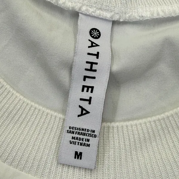 Athleta White High Neck Sleeveless Activewear Tank Top Size M Solid Relaxed - Image 2