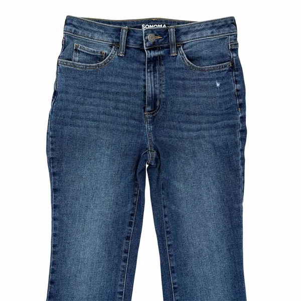 Sonoma Goods For Life Womens 6 Jeans Flare High Waisted Denim Distressed - Image 3
