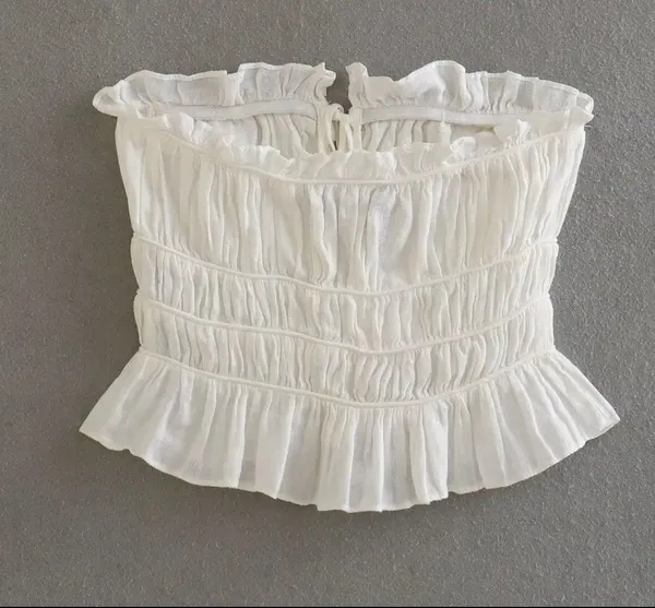 Ruffled Linen Tie Front Top - Image 4