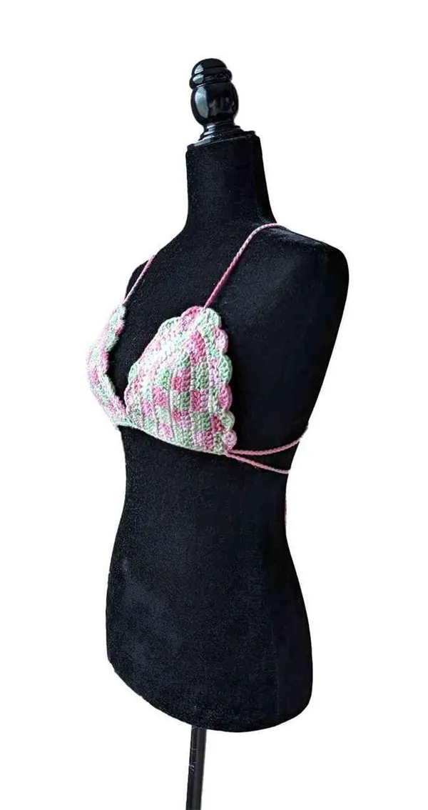 Handmade Checkered bikini Top - Image 2