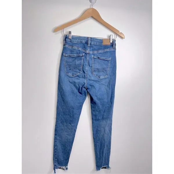 American Eagle Jeans Womens Distressed Blue Pants Stretch Size‎ 4 - Image 3
