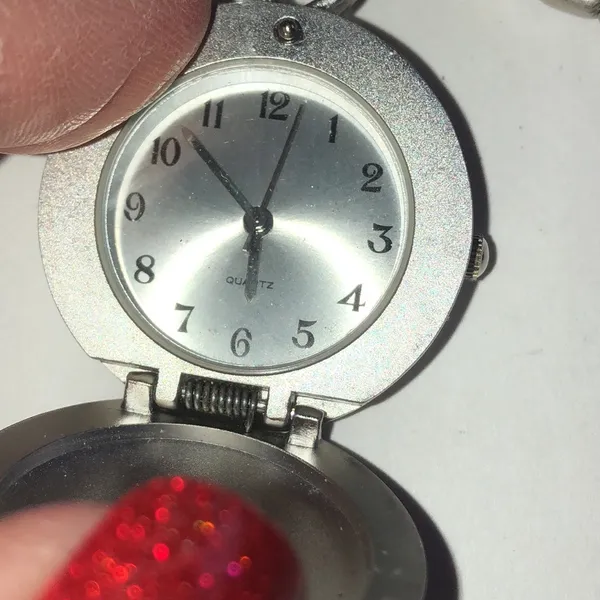 Silver Tone Star Watch Keychain with Red, White, and Blue Accents - Image 6